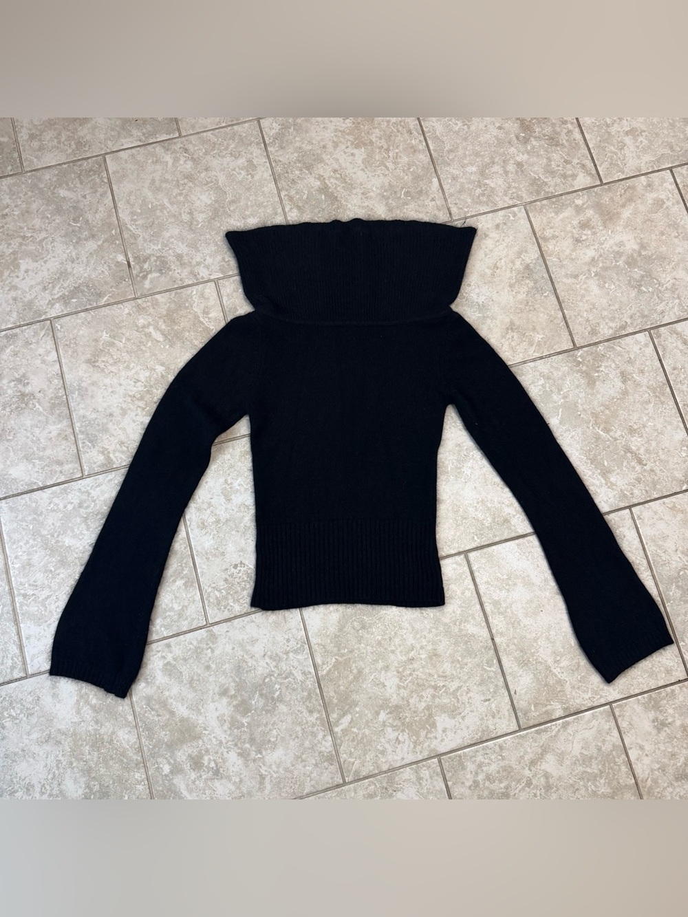 XOXO Vintage Black Silk & Angora Cowl Neck Sweater Balloon Sleeves